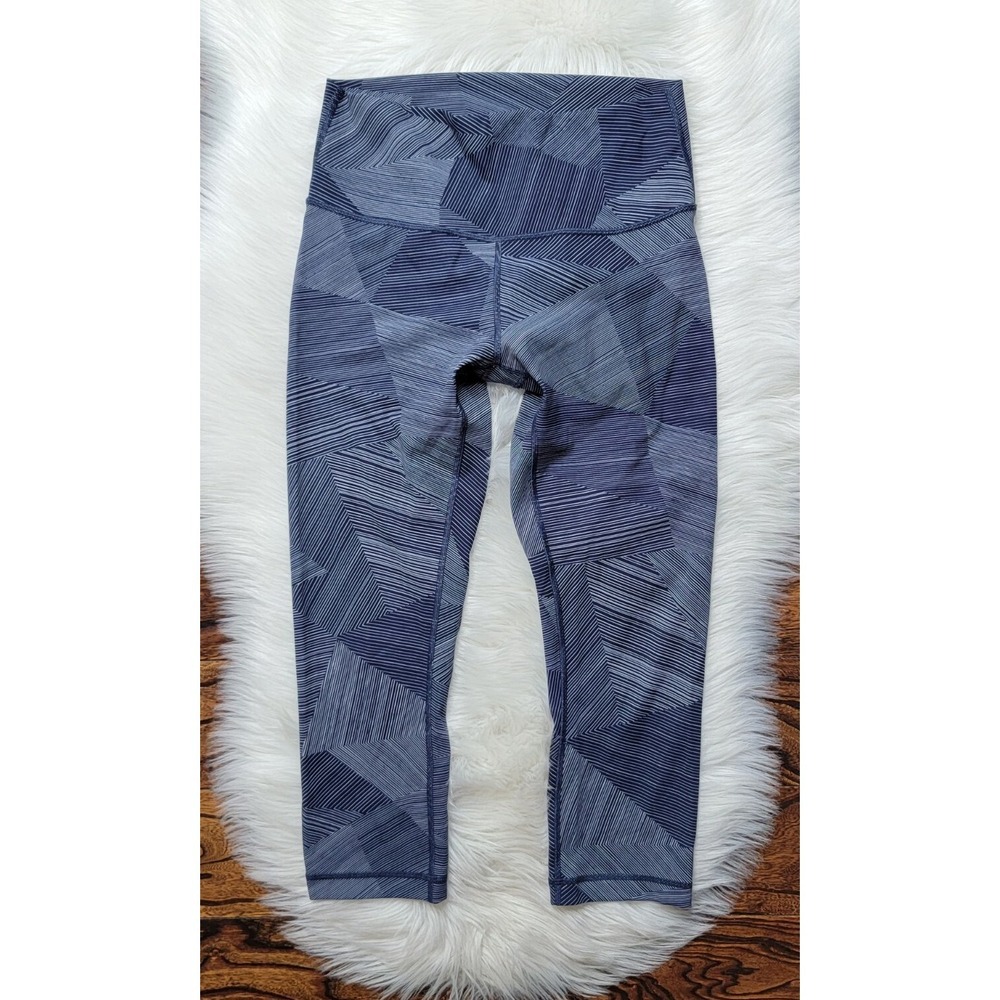 Lululemon Wunder Under Hi-Rise Crop Tight Women's Size 8 Etch Hail Midnight Navy